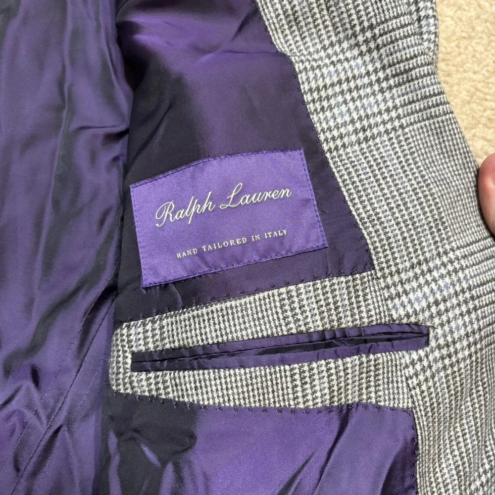 Ralph Lauren Purple Label Sport Coat Blazer 54 IT 44 US Plaid Wool Silk Cashmere
